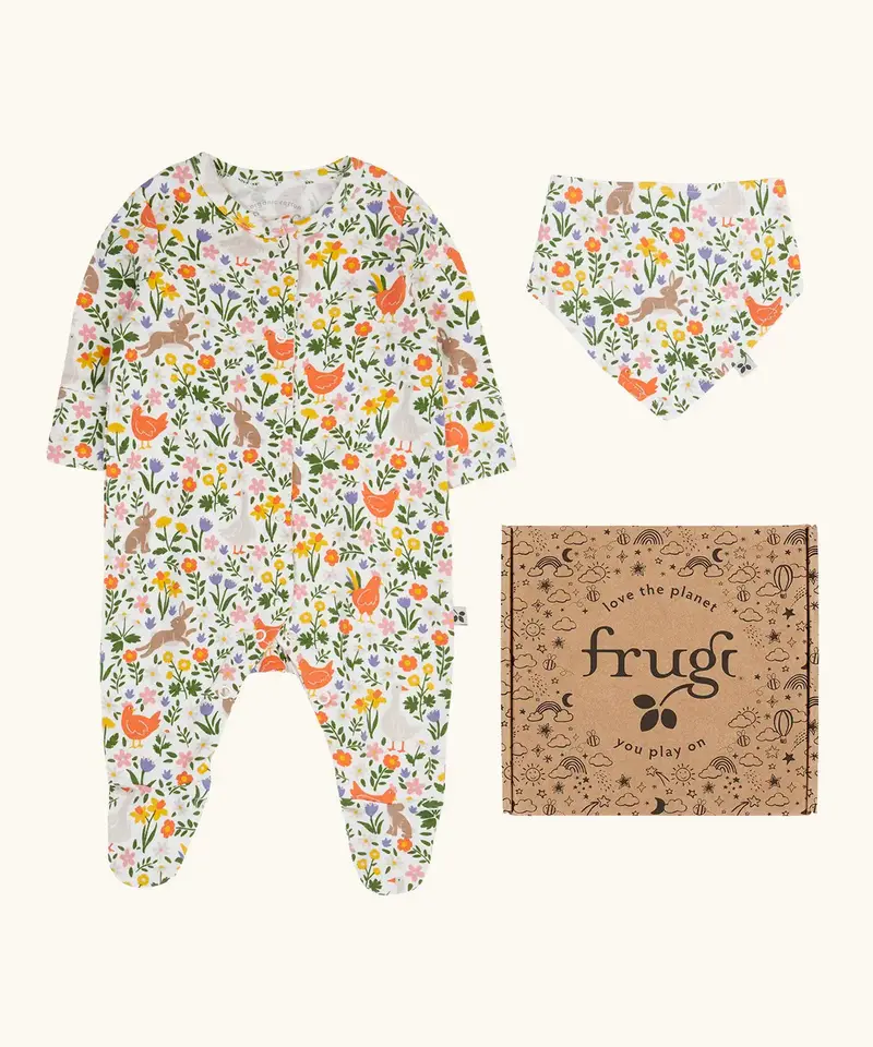 Frugi Lovely Babygrow Gift Set - Meadow Play 1