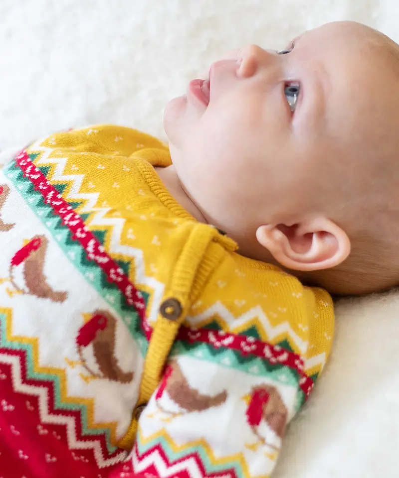 Frugi Lumi Knitted Romper - Festive Fair Isle 2