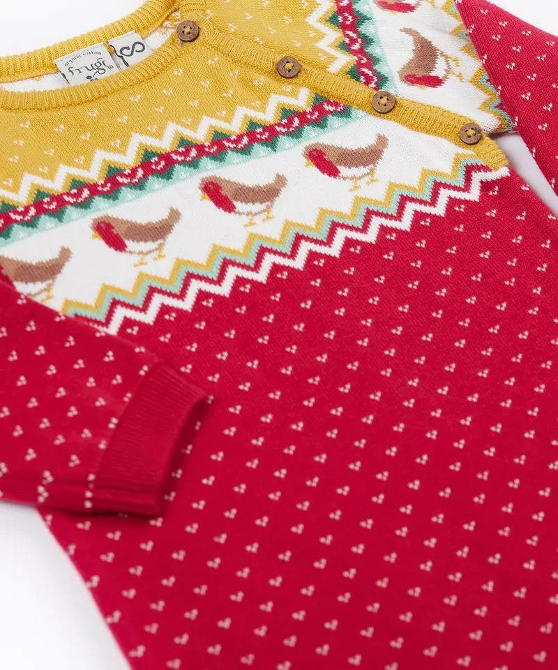 Frugi Lumi Knitted Romper - Festive Fair Isle 3