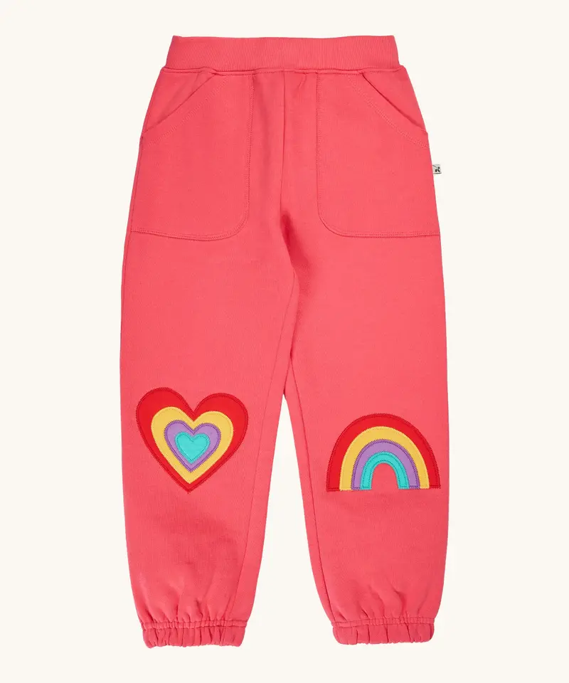 Frugi Malpas Applique Joggers - Rhubarb / Happy 1