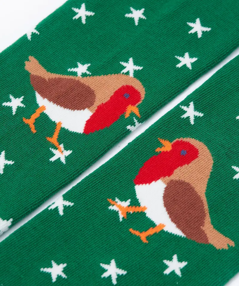 Frugi Norah Tights 2 Pack - Green Robin / Red 2