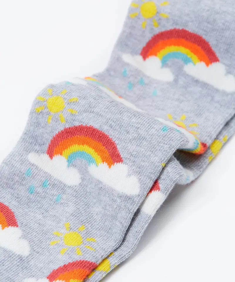 Frugi Norah Tights - Grey Marl / Rainbow 2