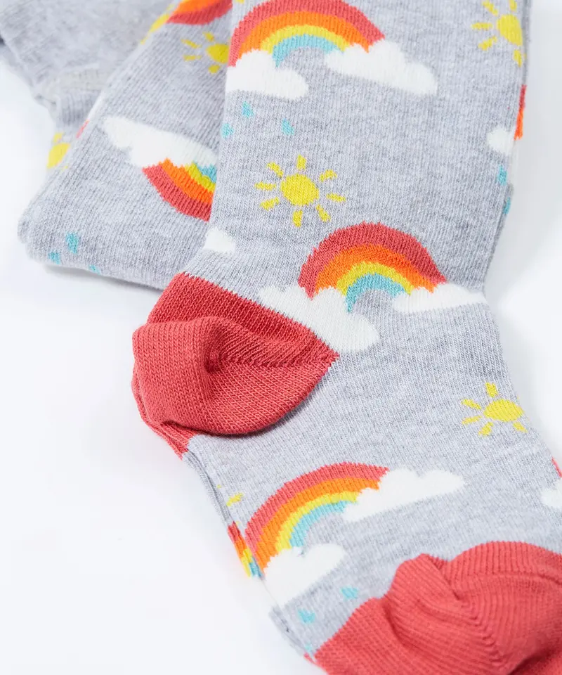 Frugi Norah Tights - Grey Marl / Rainbow 3