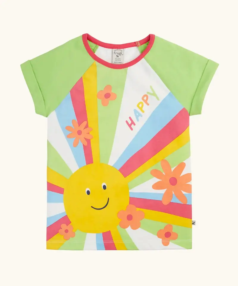 Frugi Nyomi Raglan T-Shirt - Soft White / Sun 1