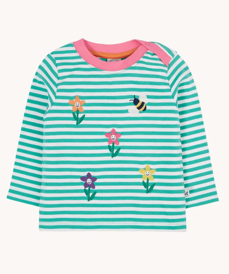 Frugi Orion Applique Top - Dragon Stripe / Flower 1