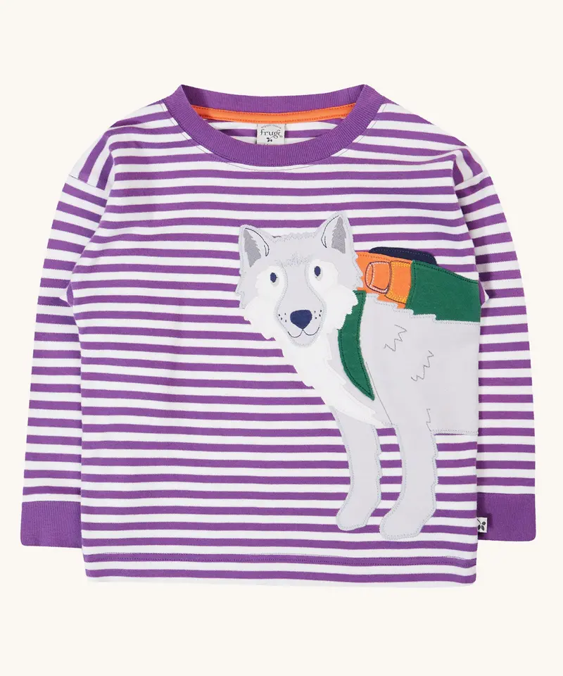Frugi Otis Circular Top - Violet Stripe / Wolf 1