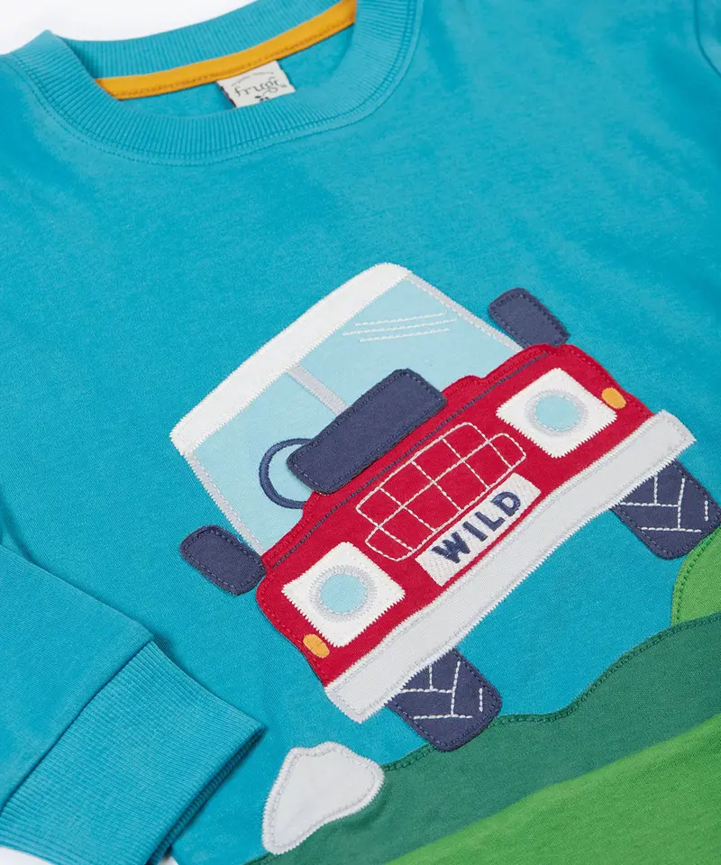 Frugi Owen Panel Circular Top - Boat Blue / Truck 2