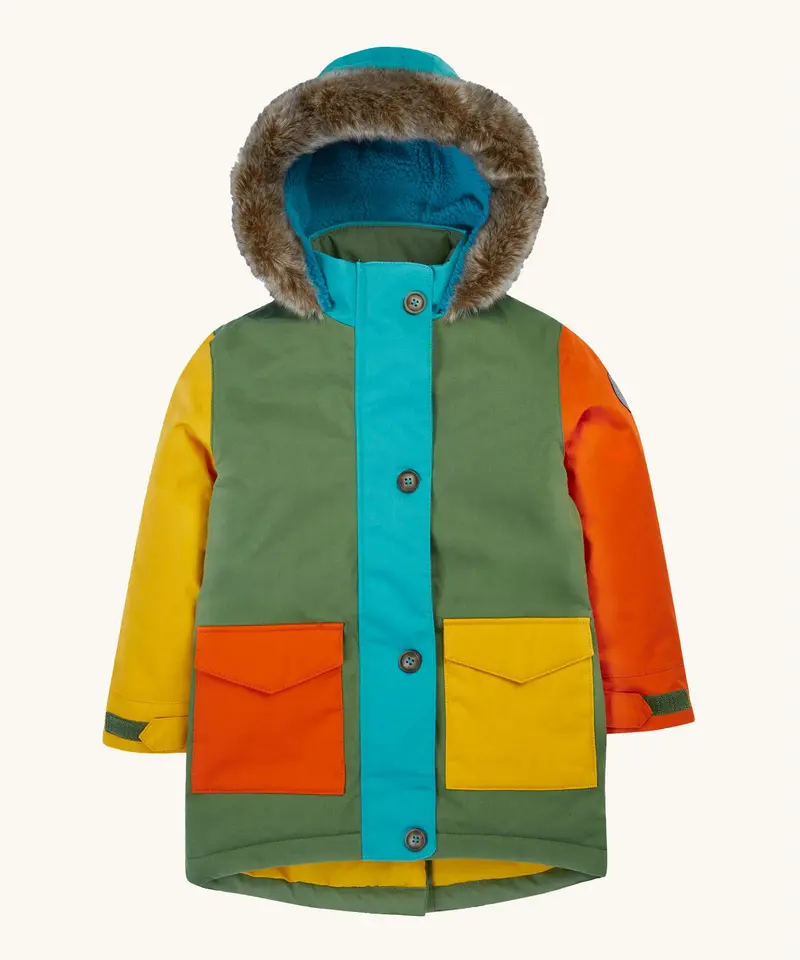 Frugi Penhale Parka - Khaki Colourblock 1