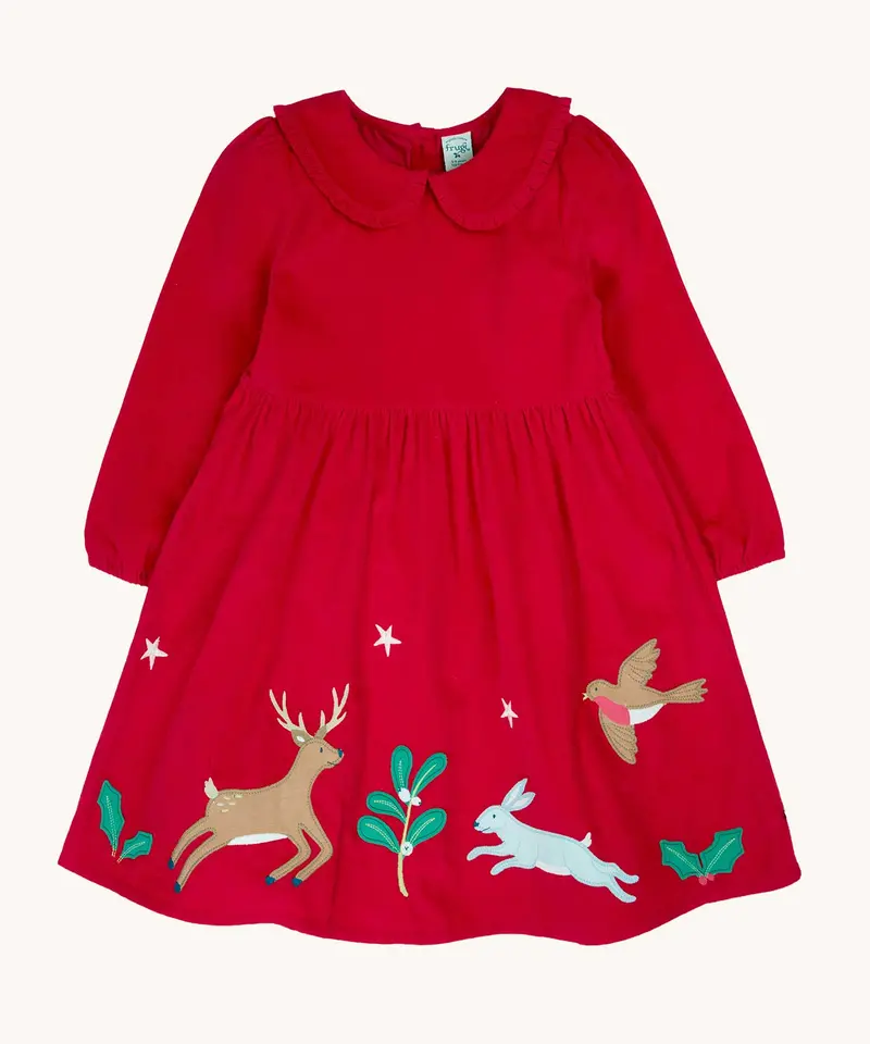 Frugi Peony Corduroy Dress - Red Robin 1