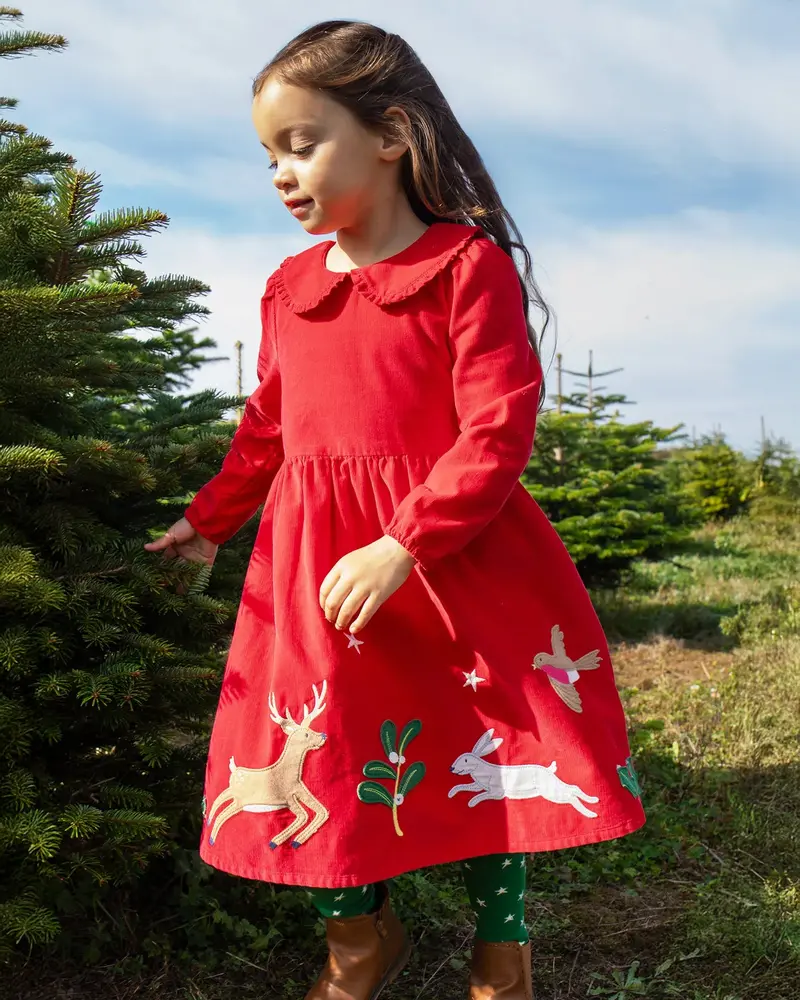 Frugi Peony Corduroy Dress - Red Robin 2