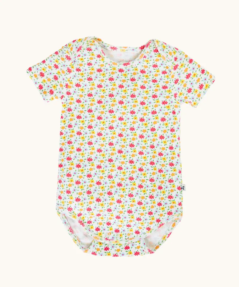 Frugi Pip Pointelle Baby Bodies 2 Pack - Ditsy Floral / Stripe 3