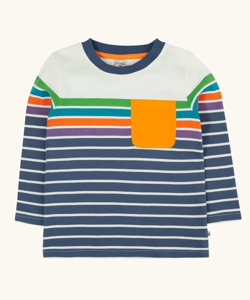 Frugi Piran Pocket Top - Navy Stripe 1
