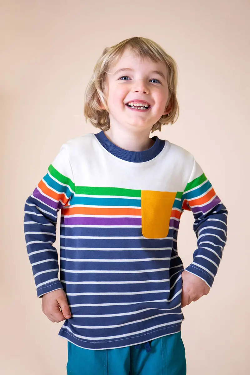 Frugi Piran Pocket Top - Navy Stripe 2