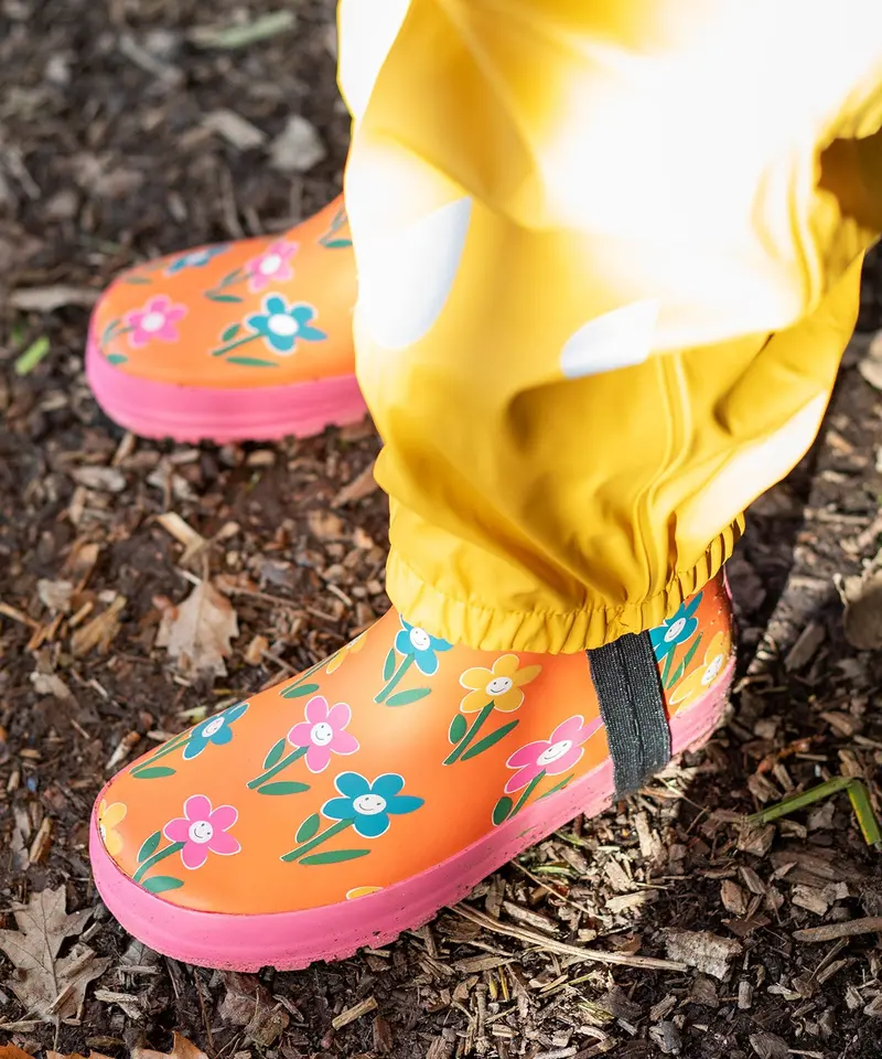 Frugi Puddle Buster Wellington Boots - Fun Flowers 2