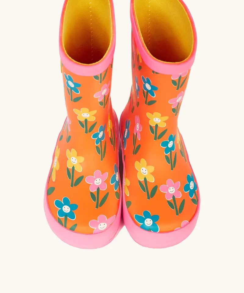 Frugi Puddle Buster Wellington Boots - Fun Flowers 3