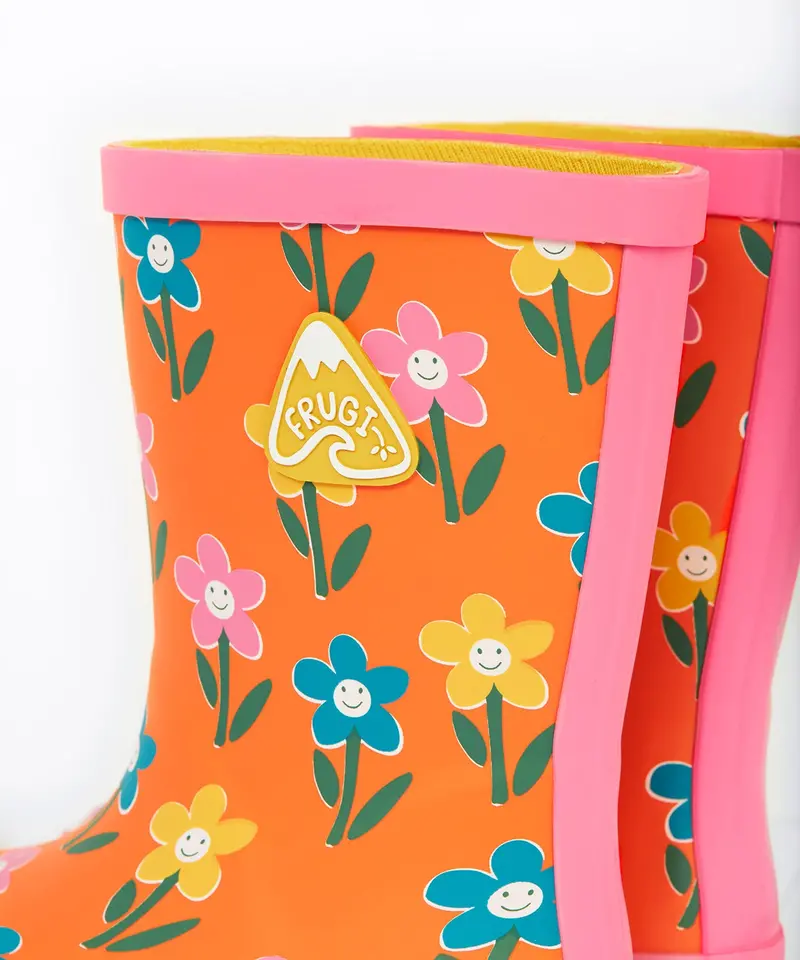 Frugi Puddle Buster Wellington Boots - Fun Flowers 4