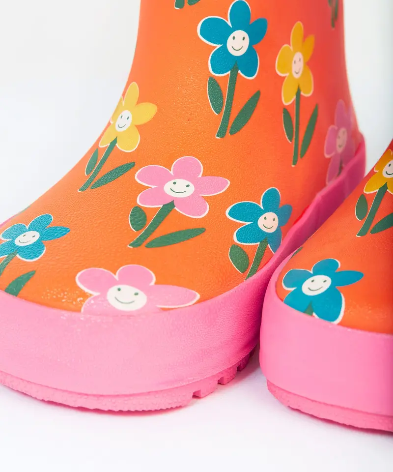 Frugi Puddle Buster Wellington Boots - Fun Flowers 5