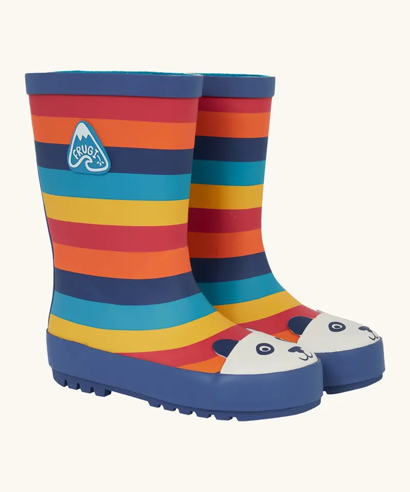 Frugi Puddle Buster Wellington Boots - Rainbow / Panda 1