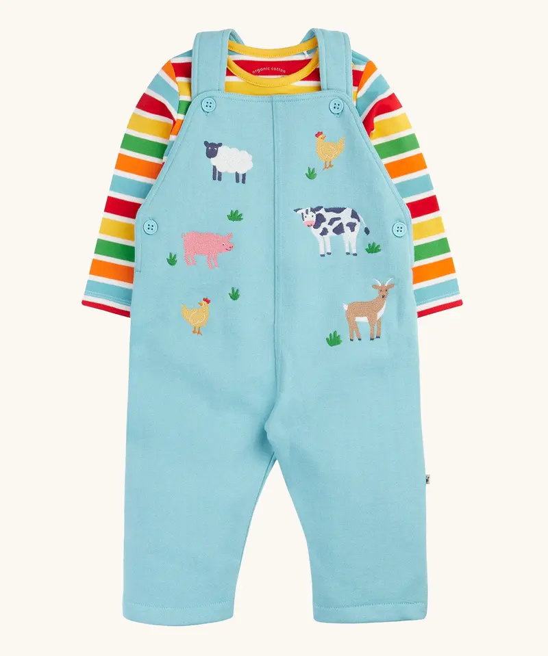 Frugi Rae Dungaree Outfit - Happy Stripe / Farm 1