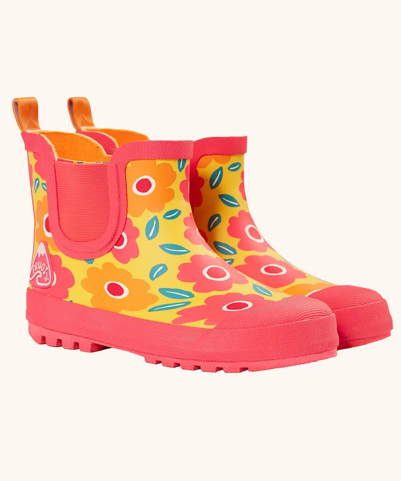Frugi Rain Or Shine Short Welly Boots - Floral Fields 1