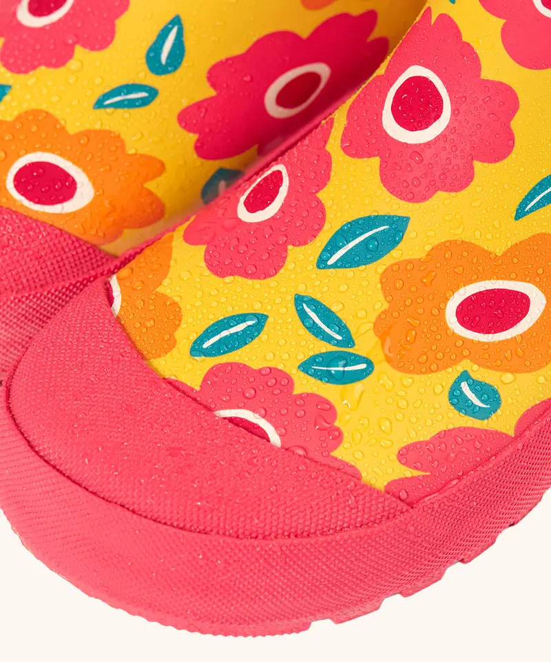 Frugi Rain Or Shine Short Welly Boots - Floral Fields 3