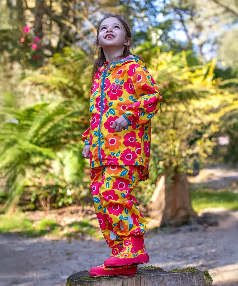 Frugi Rain Or Shine Short Welly Boots - Floral Fields 4