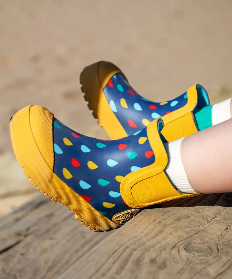 Frugi Rain Or Shine Short Welly Boots - Rainbow Rain 2