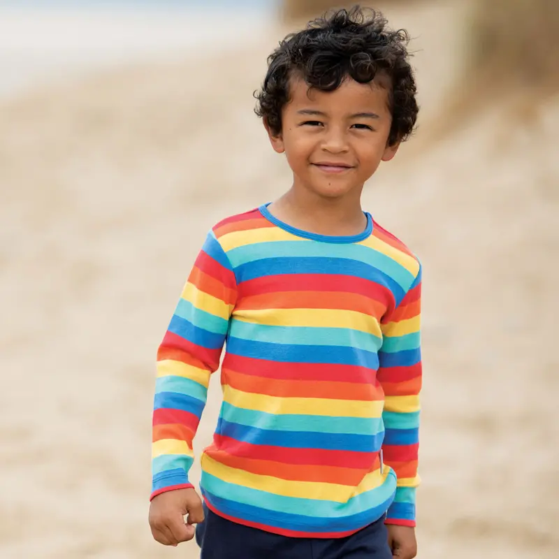 Frugi Rainbow Stripe Favourite Long Sleeve Tee 3