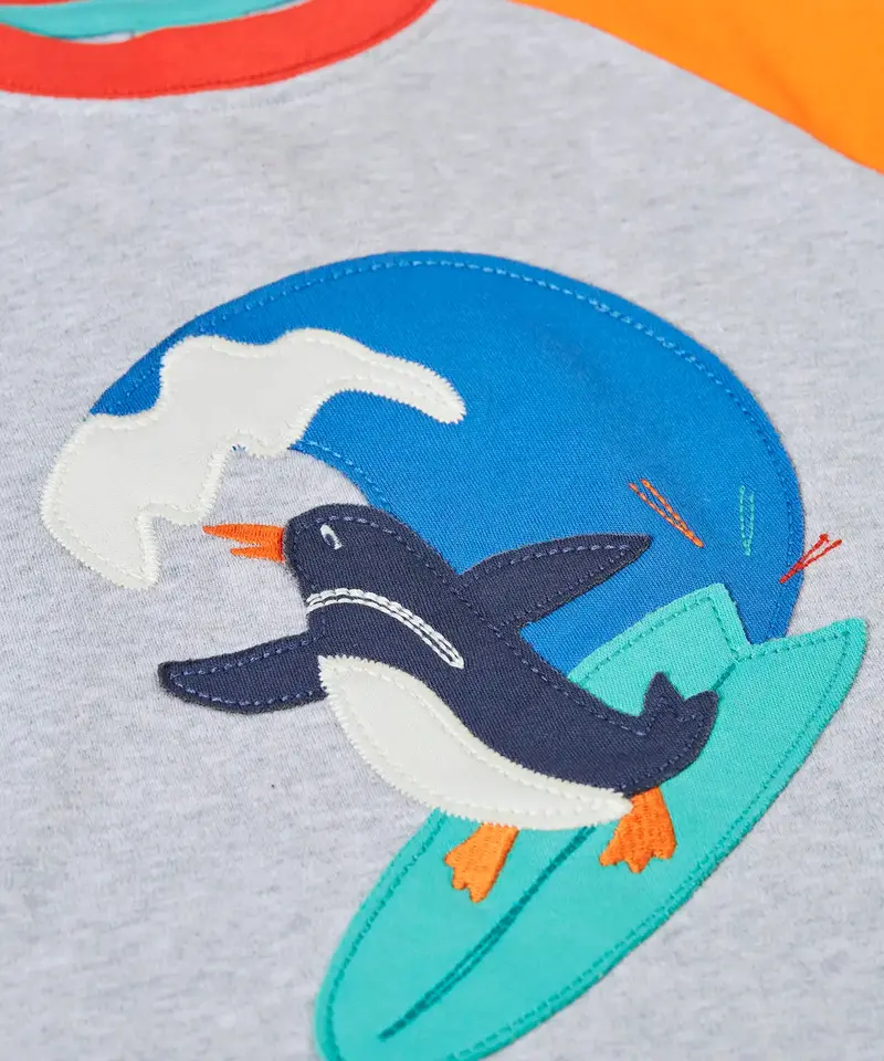 Frugi Renny Circulr T-Shirt - Grey Marl / Surf 3