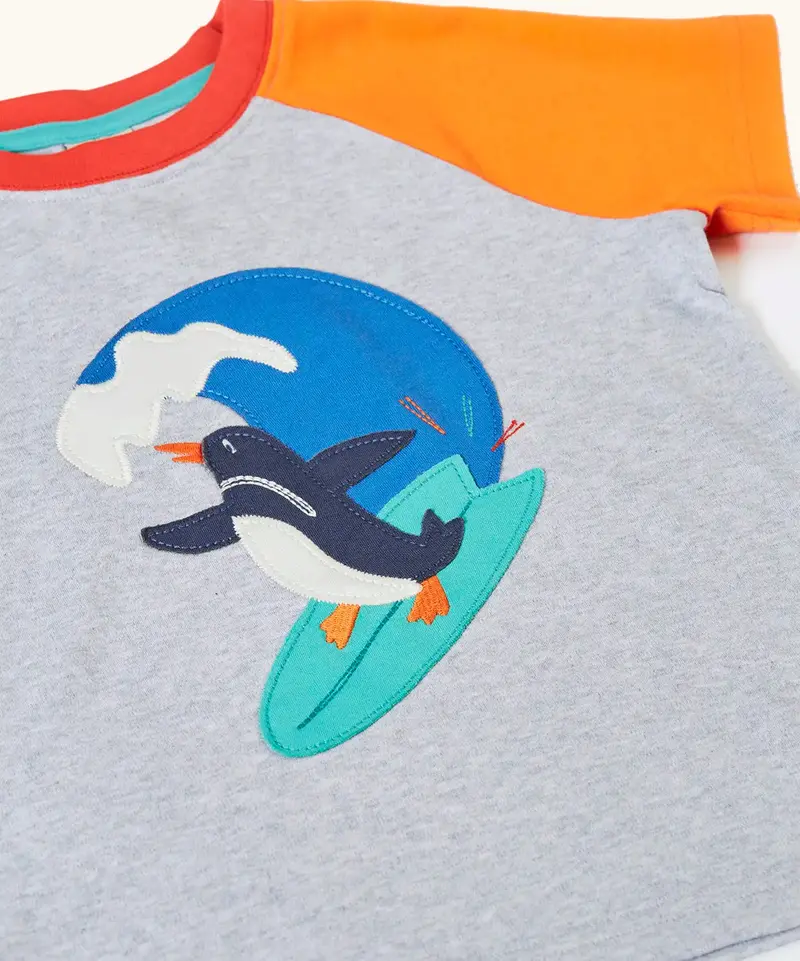 Frugi Renny Circulr T-Shirt - Grey Marl / Surf 4