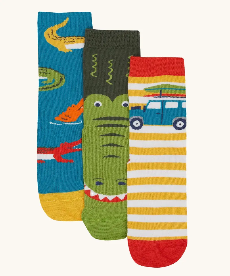 Frugi Rock My Socks 3 Pack - Crocodile 1