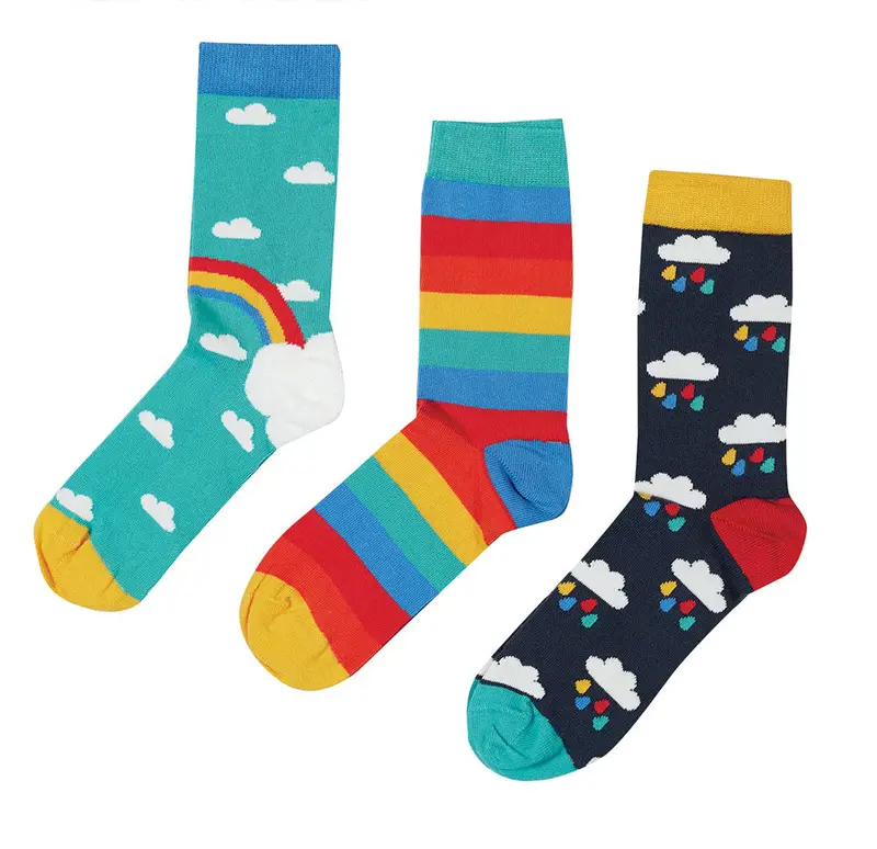 Frugi Rock My Socks 3 Pack- Pacific Aqua Rainbow 1