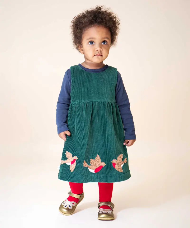 Frugi Rosalie Reversible Dress - Holly / Rainbow Check 2