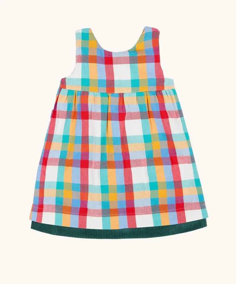 Frugi Rosalie Reversible Dress - Holly / Rainbow Check 5