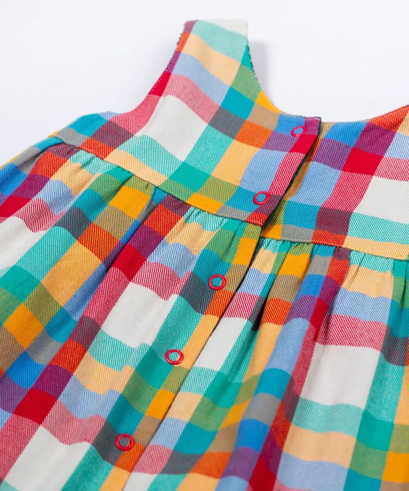 Frugi Rosalie Reversible Dress - Holly / Rainbow Check 6