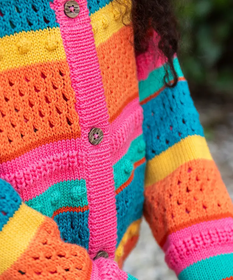 Frugi Rowe Knitted Cardigan - Rainbow 3