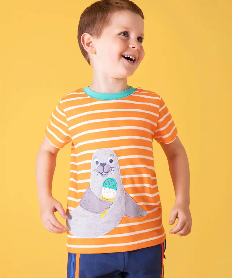Frugi Scout Circular T-Shirt - Spark Breton / Seal 2