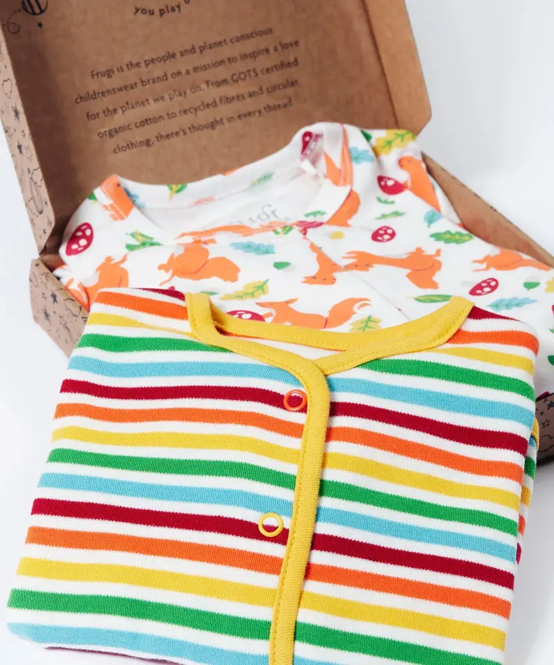 Frugi Scrumptious Babygrow Gift Set - Squirrel Friends 3