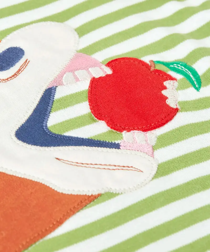 Frugi Sid Applique T-Shirt - Lime Stripe / Horse 3