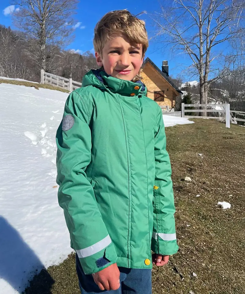 Frugi Snow And Ski Scene Coat - Holly Green / Mountains 4
