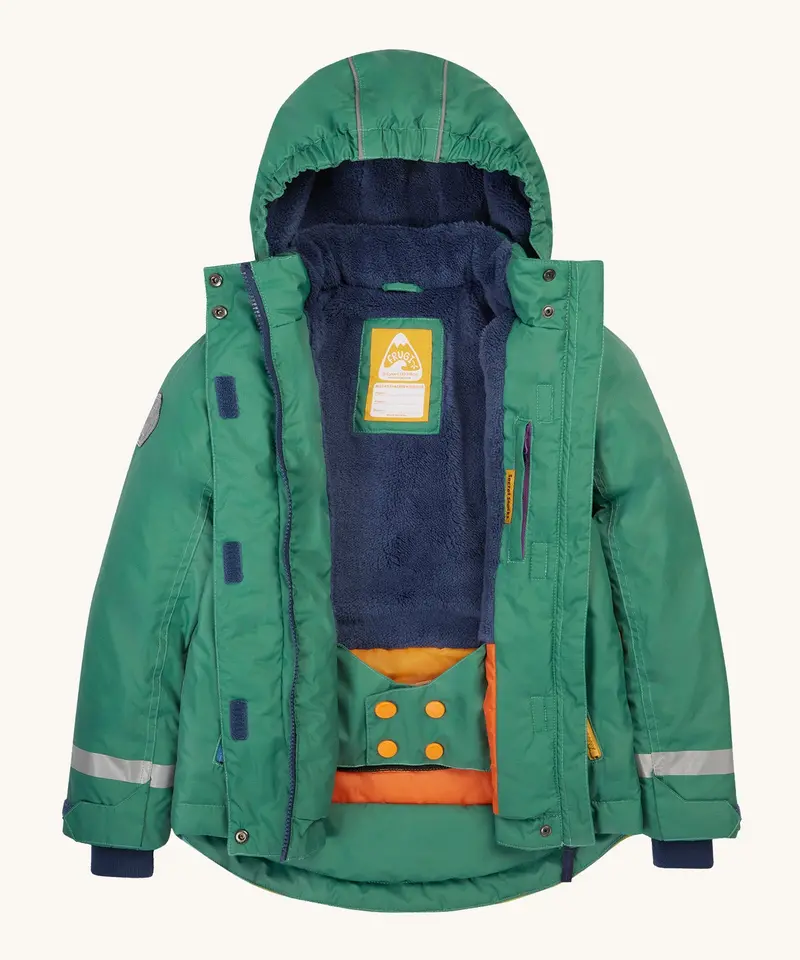 Frugi Snow And Ski Scene Coat - Holly Green / Mountains 5