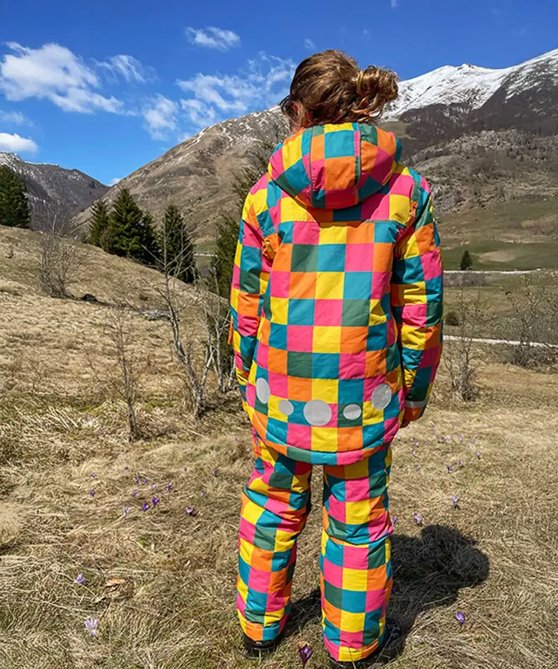 Frugi Snow & Ski Coat - Rainbow Check 11