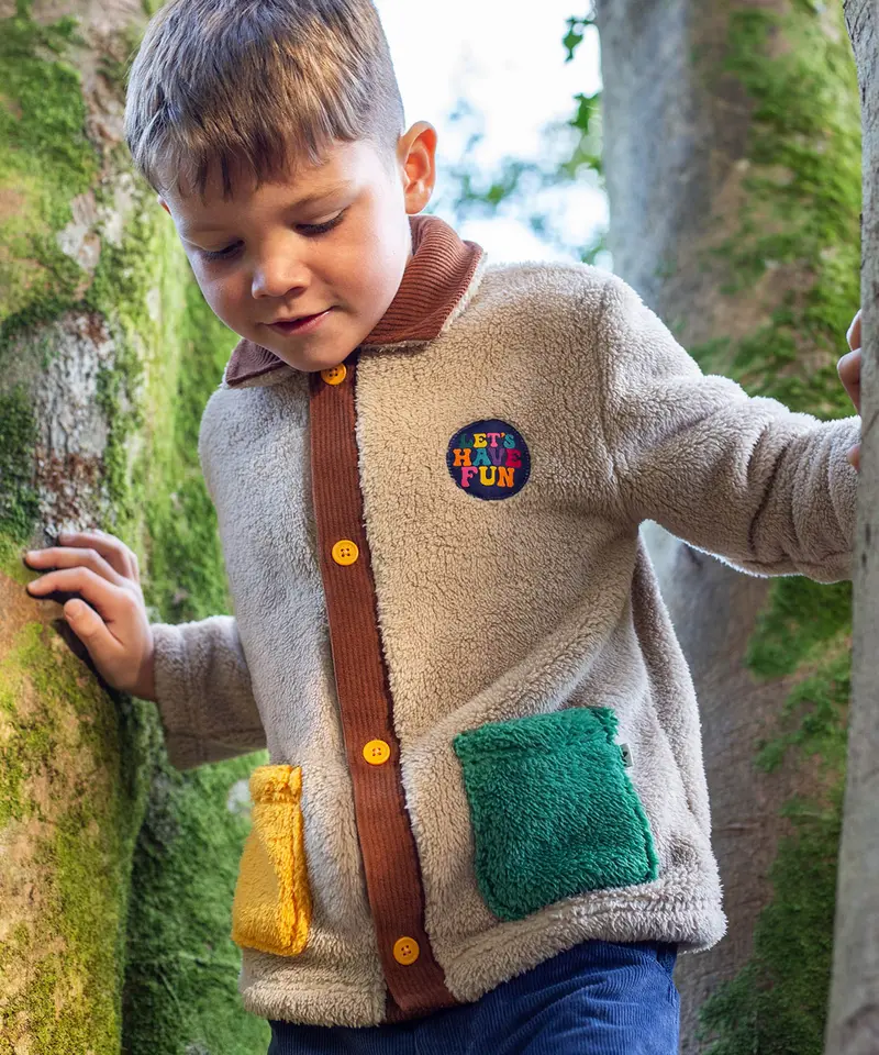 Frugi Snuggly Fleece Jacket - Twig / Hotchpotch 2