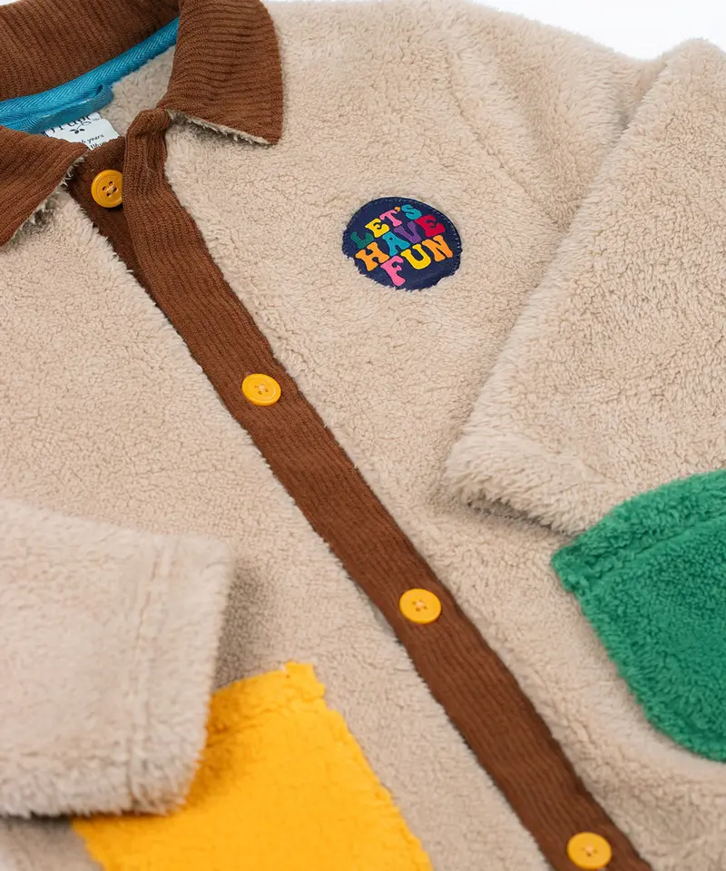 Frugi Snuggly Fleece Jacket - Twig / Hotchpotch 3