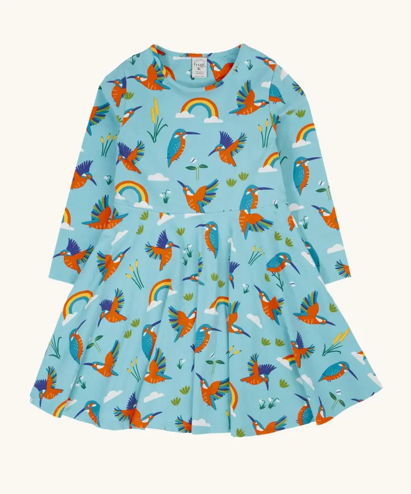 Frugi Sofia Skater Dress - Kingfisher Skies 1
