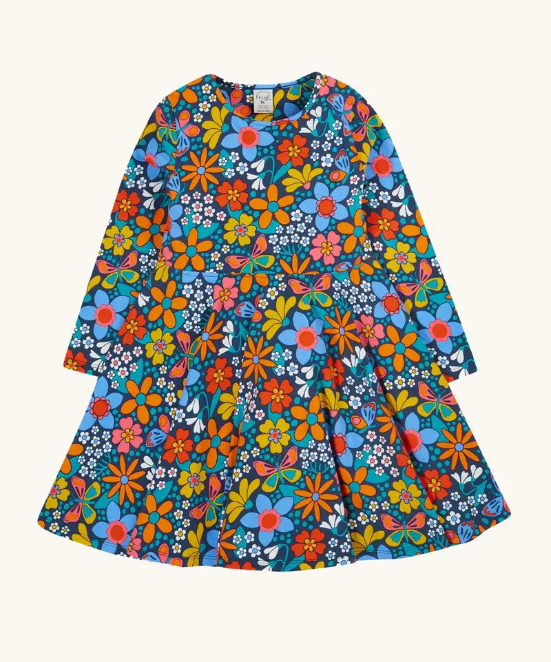 Frugi Sofia Skater Dress - Navy / Retro Floral 1