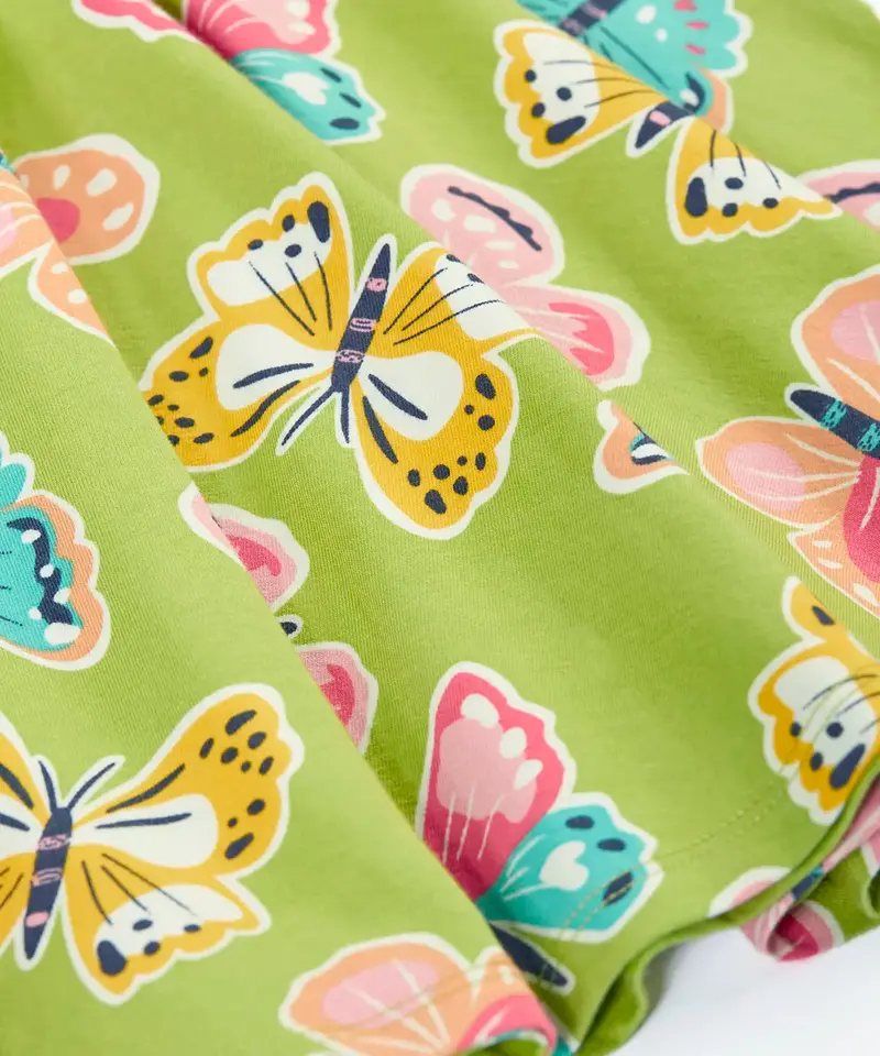 Frugi Spring Skater Dress - Lime Flutterby 3