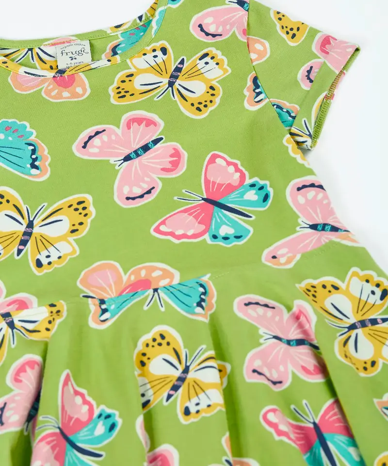Frugi Spring Skater Dress - Lime Flutterby 4