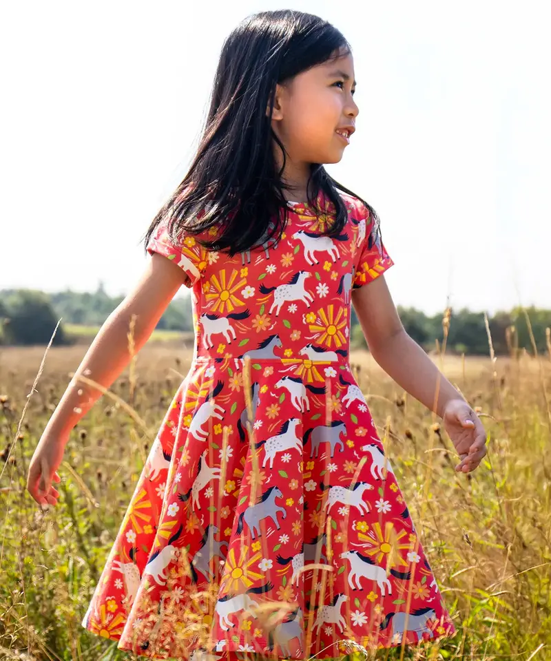 Frugi Spring Skater Dress - Sunshine Ponies 2