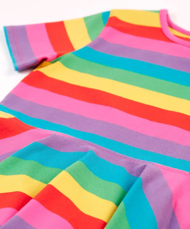 Frugi Sunshine Skater Dress - Foxglove Rainbow Stripe 3